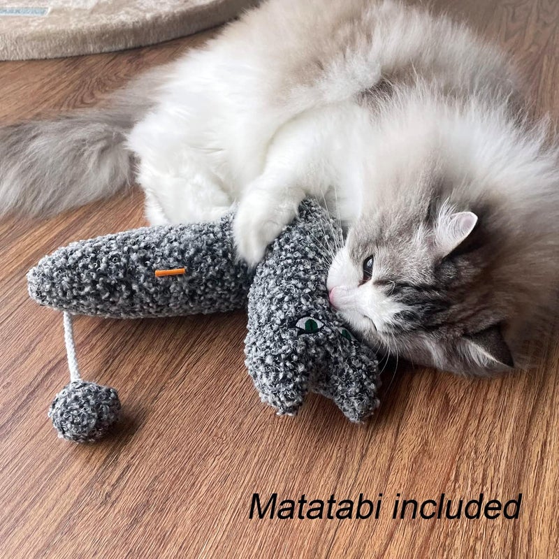 TTcat Store Catnip Silvervine Matatabi Pillow for Cats & Kittens,Cat Kicker Toy,Large Size Cat Pillow Soothing Plush Cat Toy(Grey). - Image 4